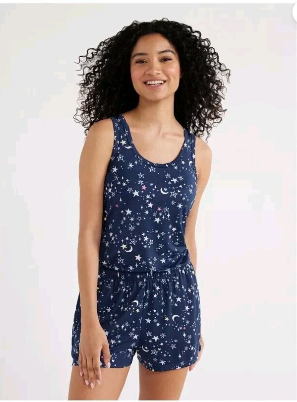 JOYSPUN SLEEPWEAR SHORTY SET NAUTICAL NAVY Tank & Shorts Sz M*